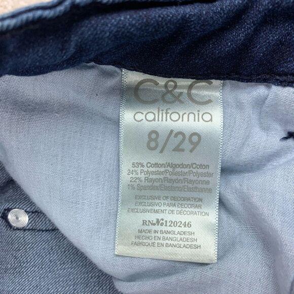 C&C California Jeans Women's 8/29 Blue Dark Wash Denim Slim Straight - Picture 10 of 14
